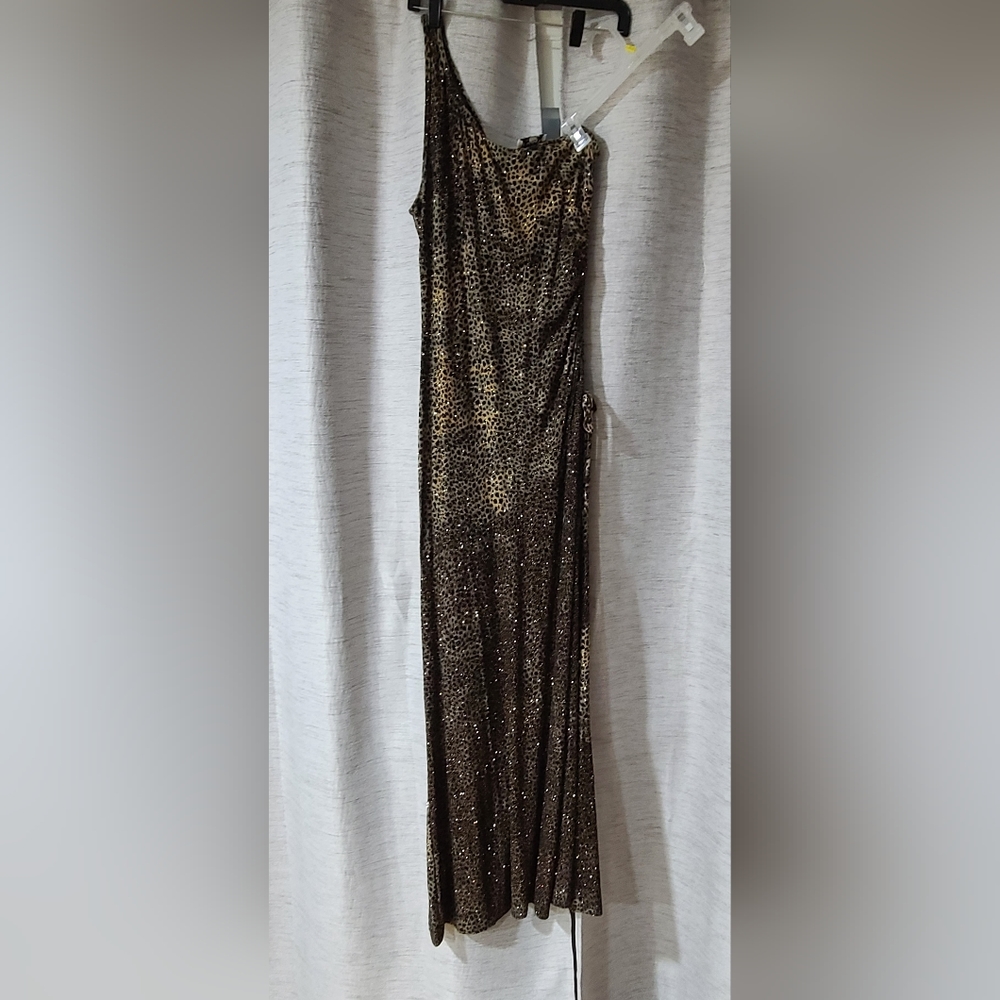 One shoulder strap long brown dress size 11/12